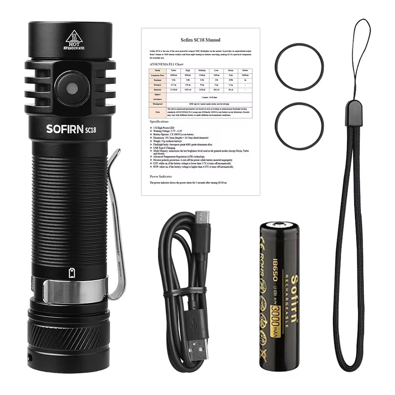 Linterna EDC Sofirn SC18 de 1800 lúmenes, recargable