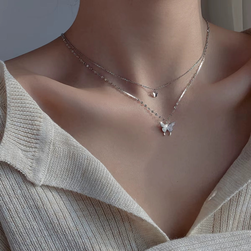  Nuevo collar de mariposa brillante para mujer