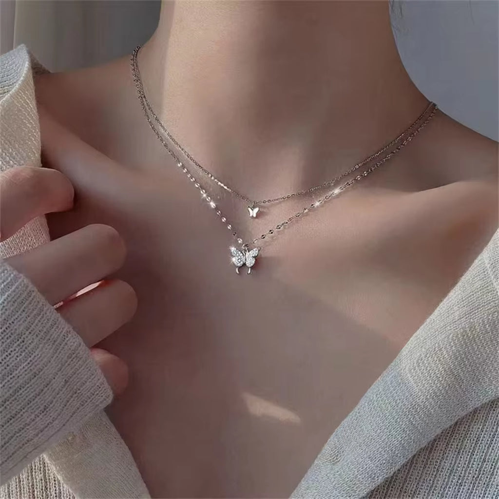  Nuevo collar de mariposa brillante para mujer