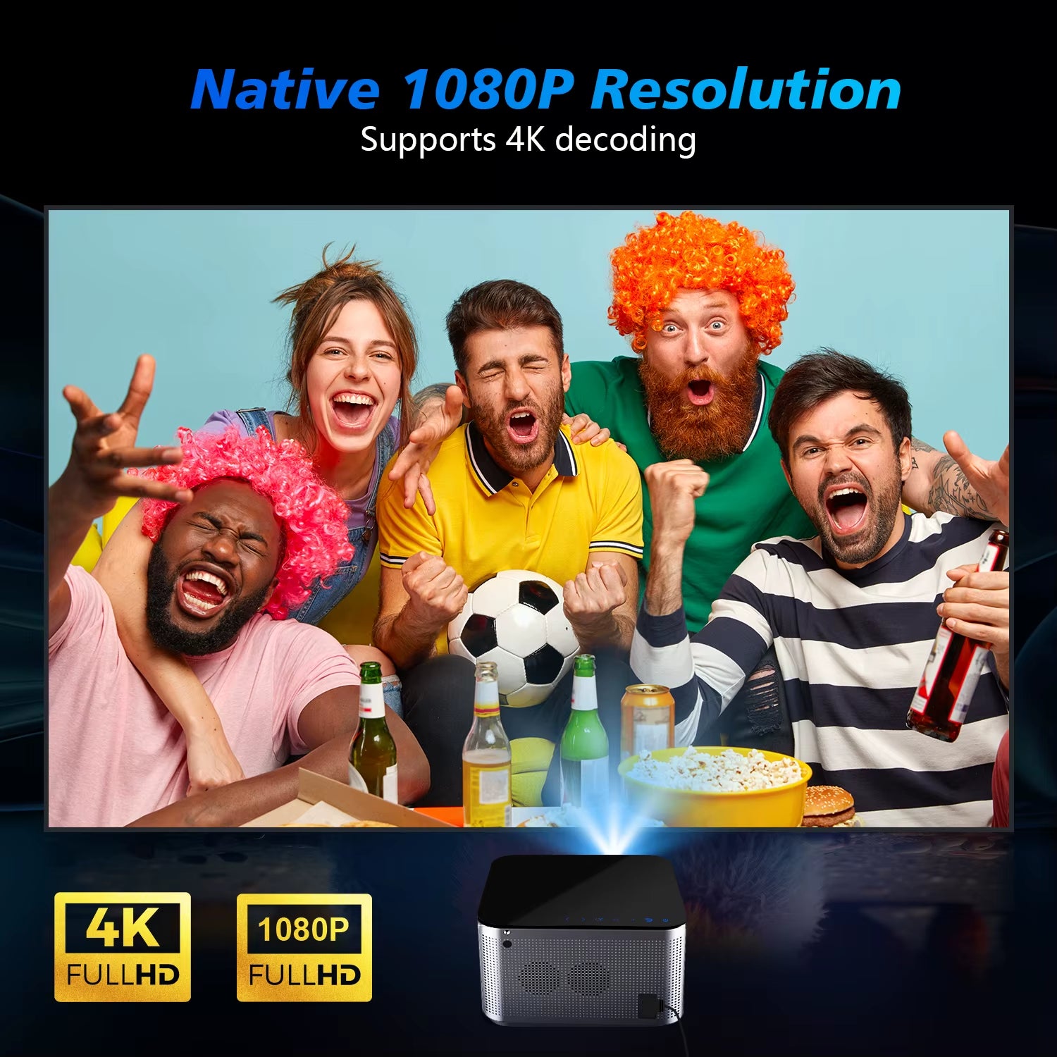 Proyector inteligente Android 11 4K 580 ANSI 1920*1080P Full HD Wifi6 BT5.0 Allwinner H713 Control por voz Cine en casa