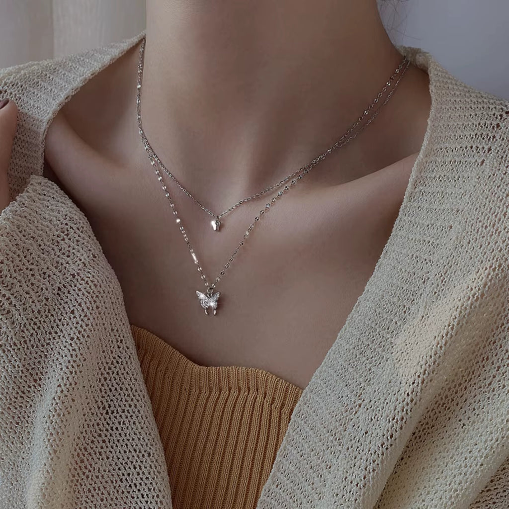  Nuevo collar de mariposa brillante para mujer